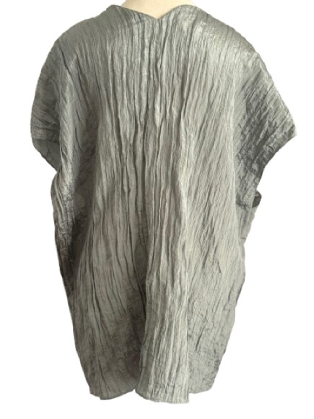 Vince Sea Stone Crinkle V Neck Popover Top XXL Shimmer Oversized - Picture 7 of 7
